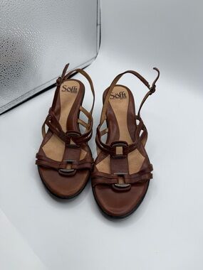 Sofft Adara Women’s Brown Slingback Wedge Sz 8M